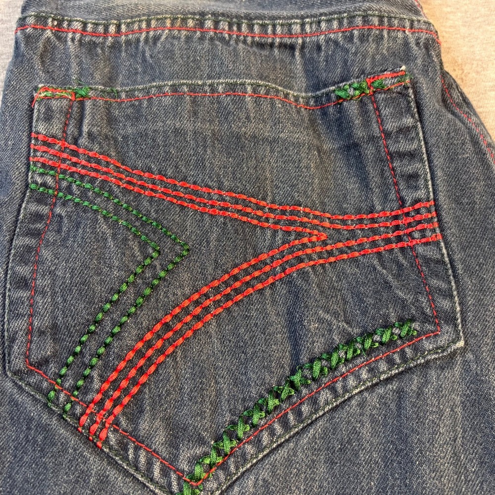 Refuse Premium Denim Mens Jeans Size 36-Tag Red Green Contrast Stitching Relaxed - Picture 8 of 14